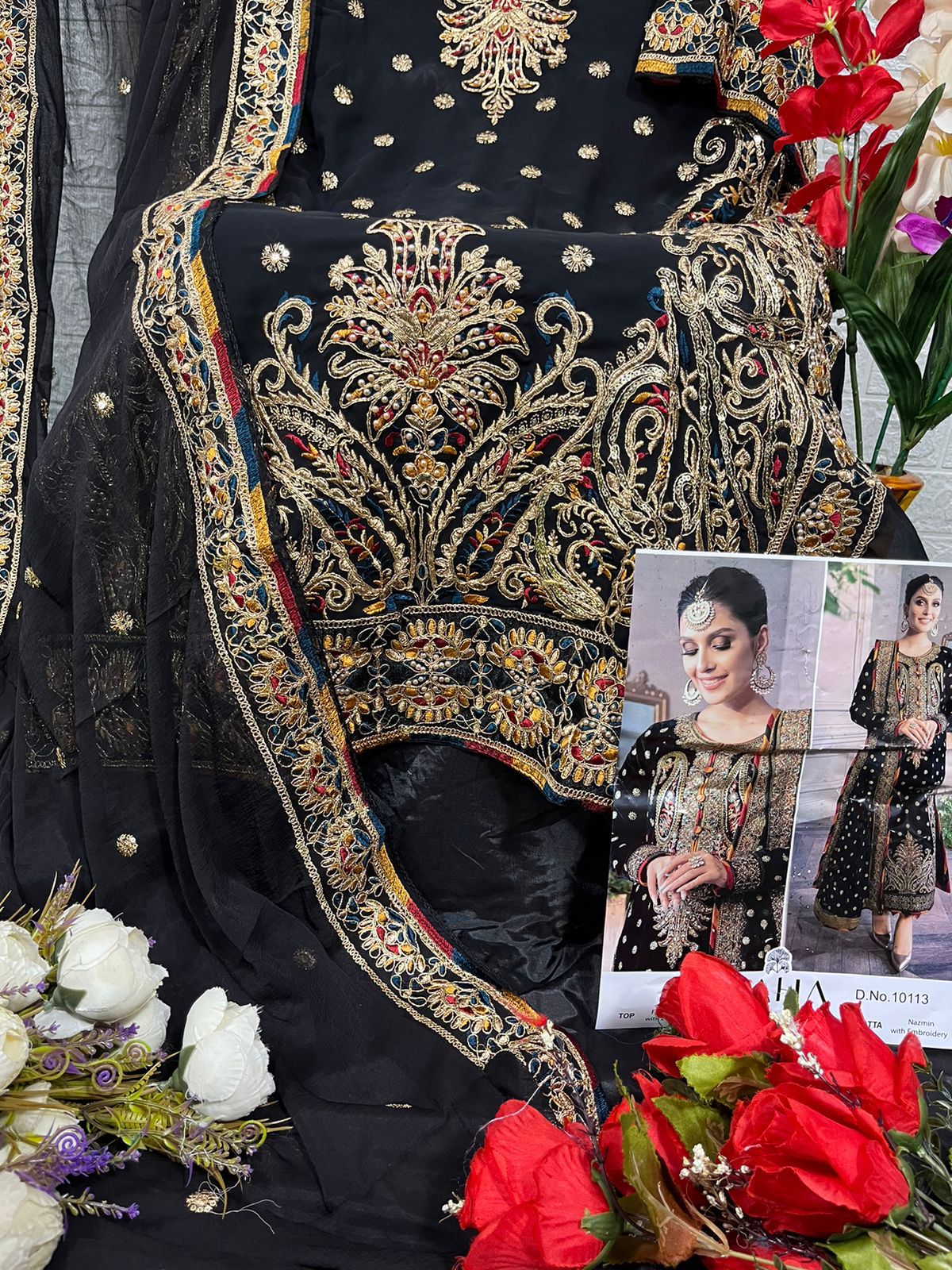 Zaha 10113 Georgette Embroidery Pakistani Suit Wholesale Price In Surat	